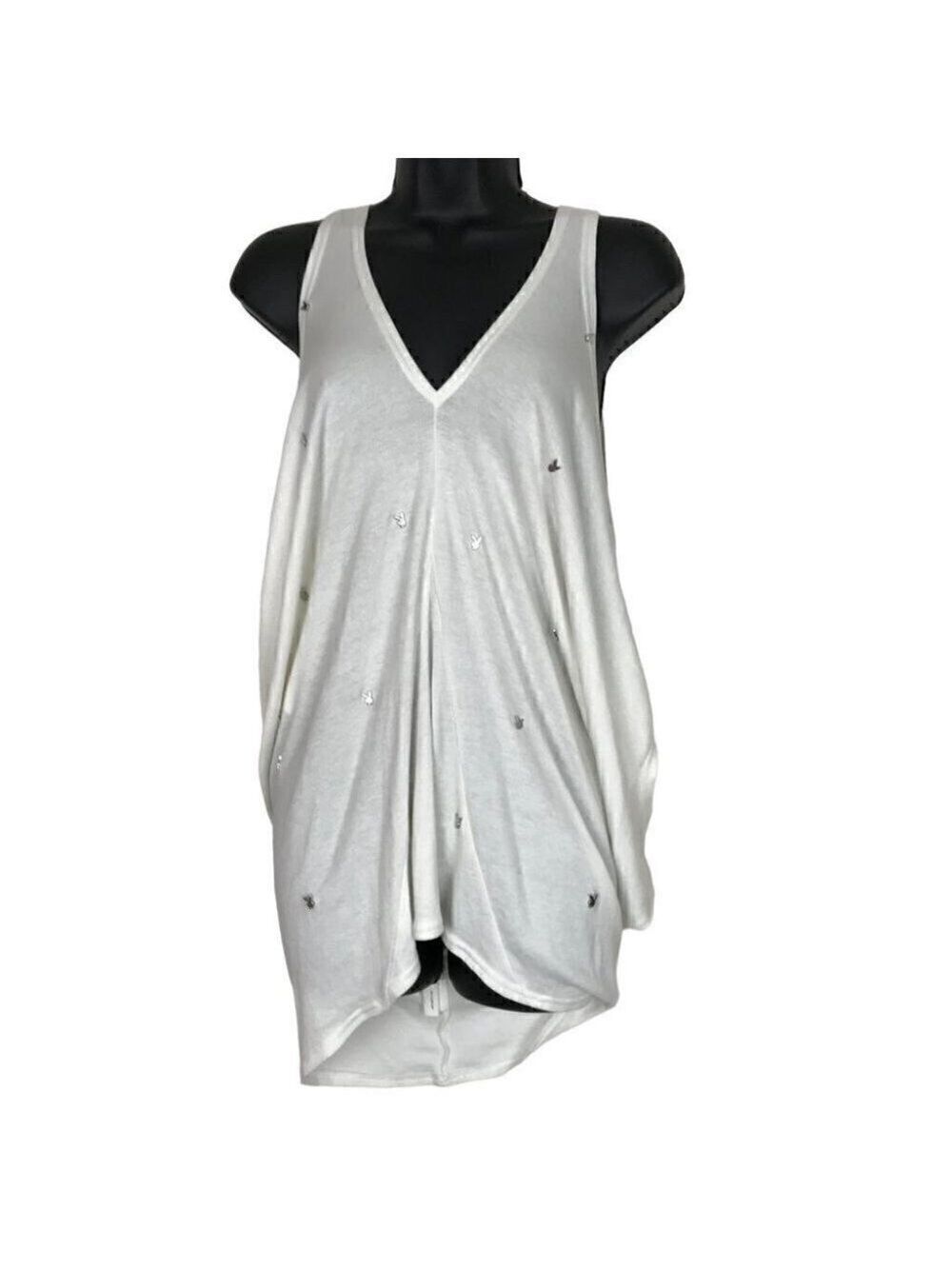 PLAYBOY White Tank Top With Playboy Studs All Over The Front Size XS